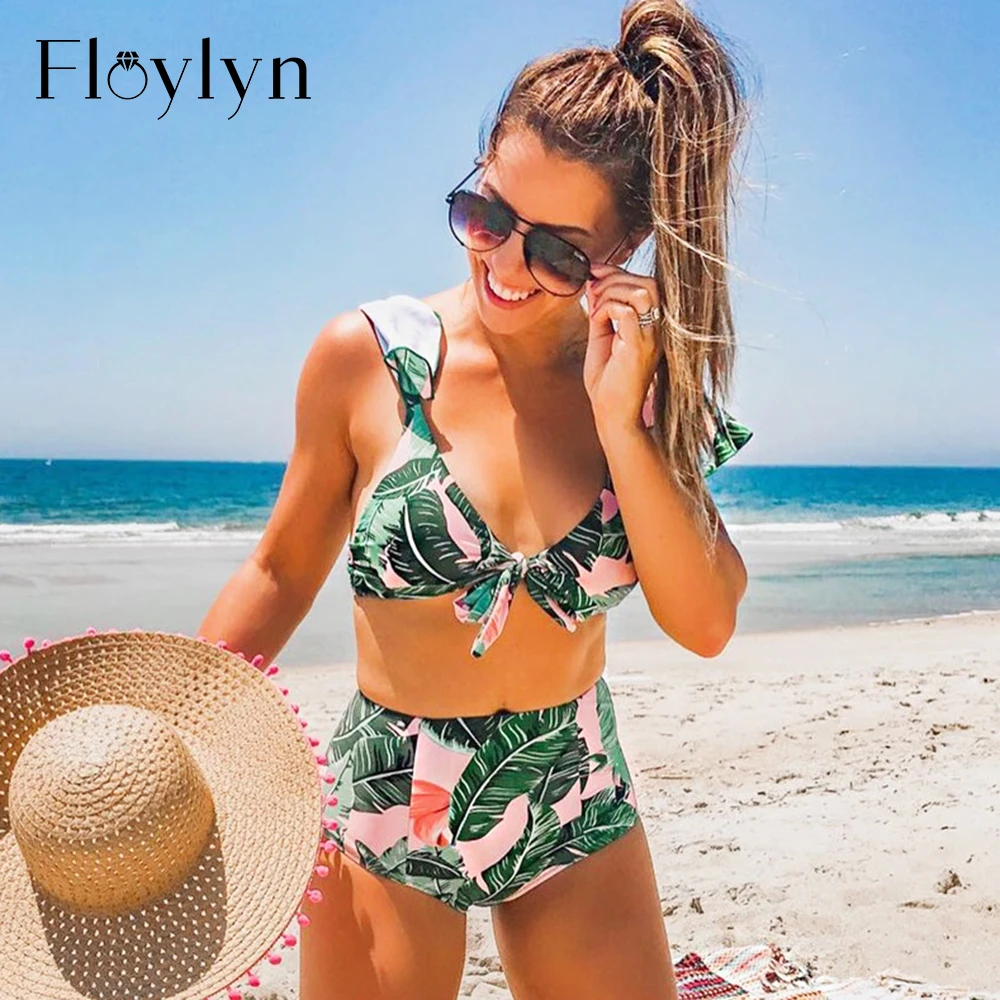 Floylyn сексуальный купальник бикини с высокой талией женский пуш ап оборками