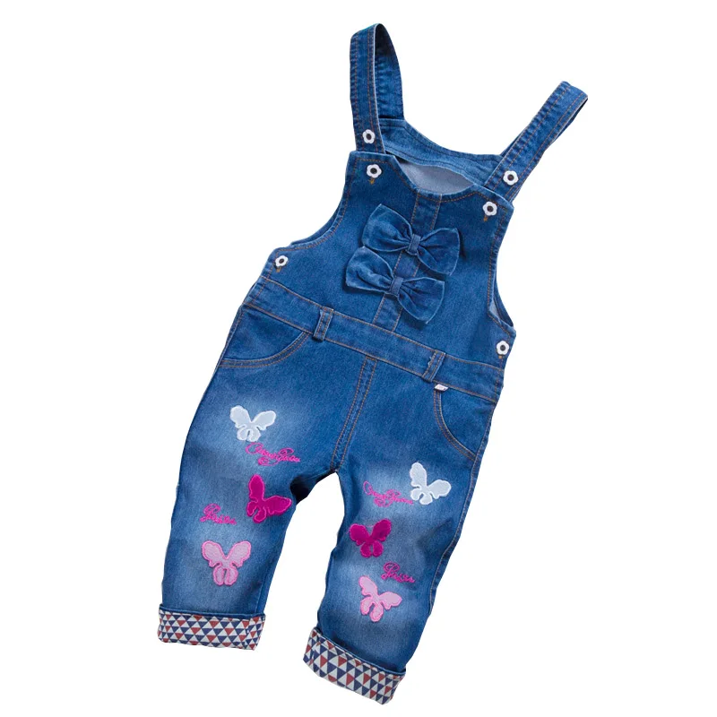 

BibiCola spring autumn girls overalls new fashion girls denim pants kids clothes cotton Cartoon bib Pants for girls clothing