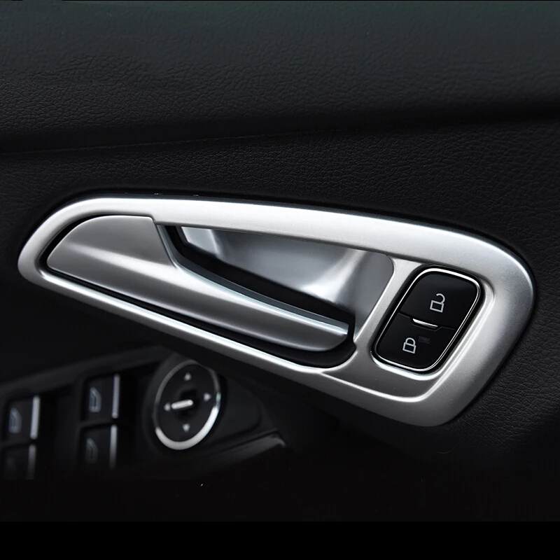 

ABS Plastic For Ford Focus 2014 2015 2016 2017 LHD accessories Car inner door Bowl protector frame Decoration Cover Trim 4pcs