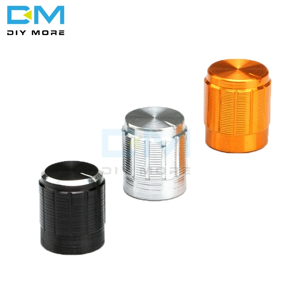 0.9€ 17% de réduction|Diymore – potentiomètres en alliage d'aluminium WH148, pour arbre moleté de 6mm de diamètre, 14x16mm, capuchon noir argent or, 10 pièces | AliExpress