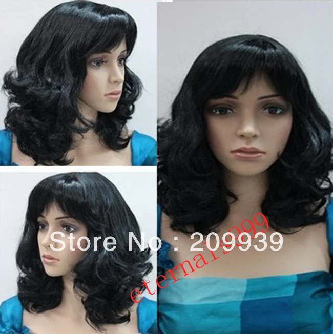 Хуэй 0026 new стильные короткая черный вьющийся женщины косплей парик / парики|cosplay