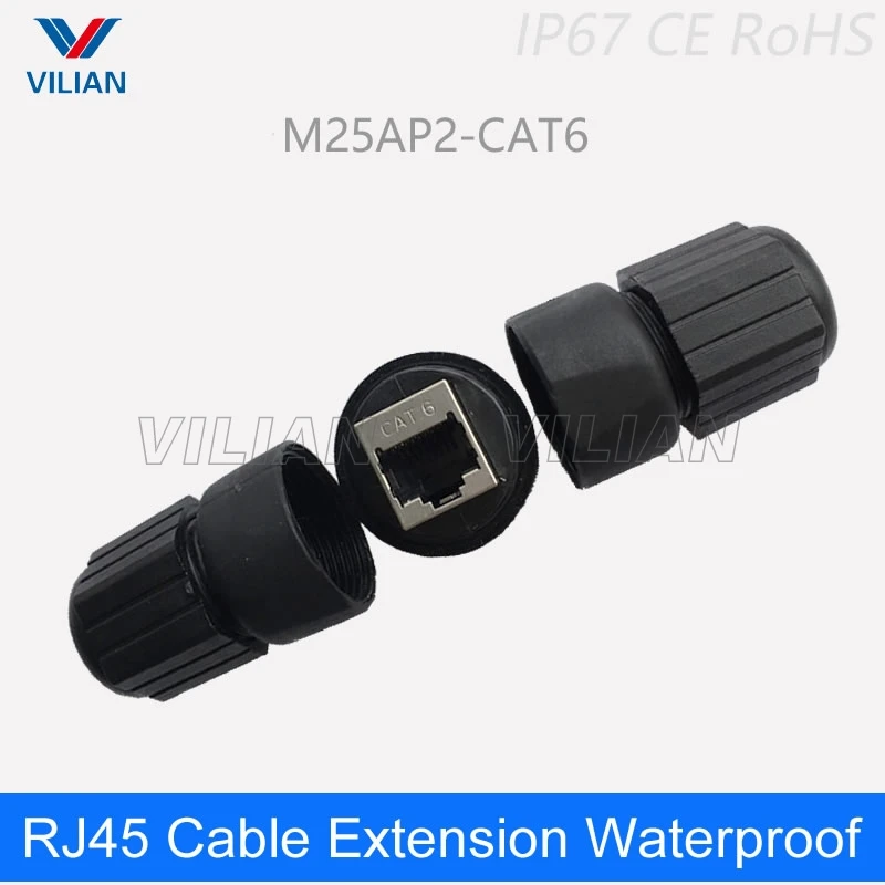 

Metal Shielding CAT5E CAT6 socket Outdoor waterproof RJ45 LAN Connector Ethernet Network Cable Extension Adapter 8P8C 1 units