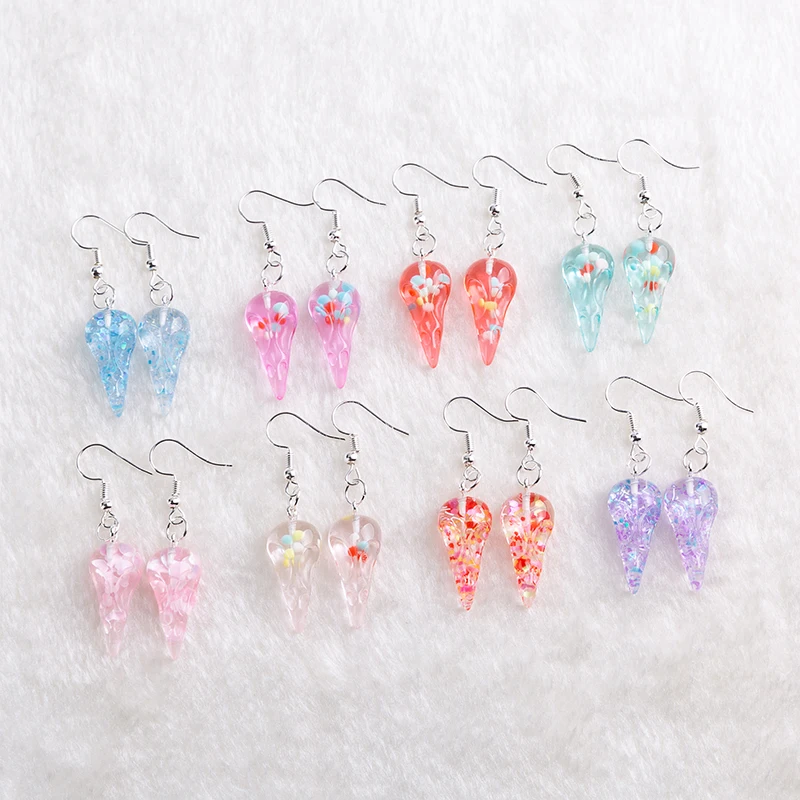 

1pair the small Multicolor resin raven head Earrings Resin earring for Birthday Gift Child Girls Teens Jewelry
