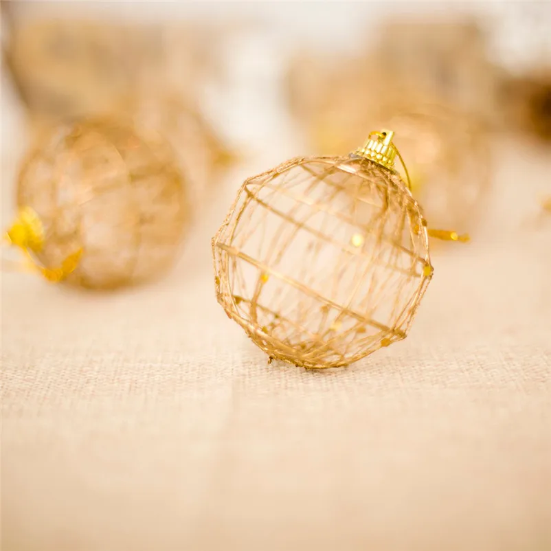 1 set6Pcs Christmas Drop Ornaments Xmas Tree Balls Decoration Baubles Party Wedding Ornament Pretty gold Balls #3o29 (4)