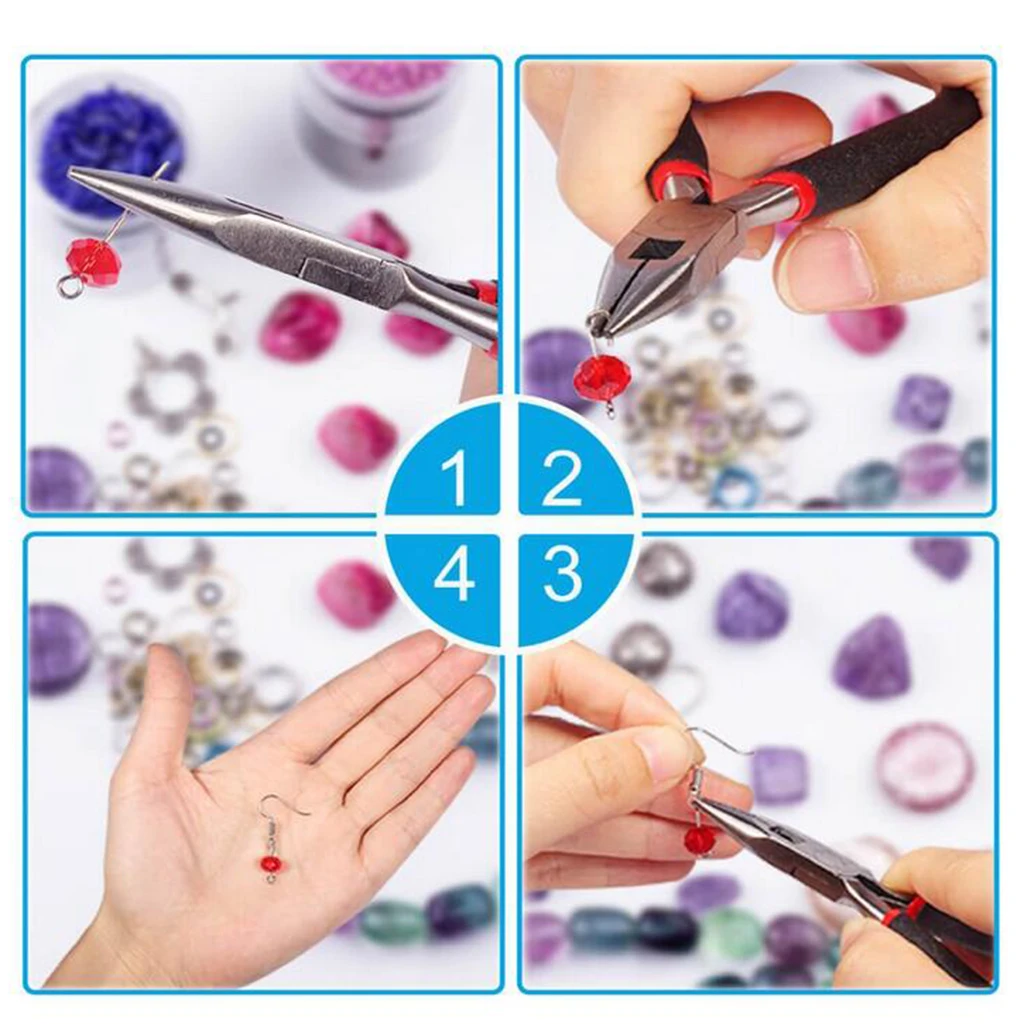 Jewelry Making Findings Repair Tools Kits with Crimp Beads Head Pins Open Jump Rings Hooks Pinchs Lobster Clasps Screw Eye Pins