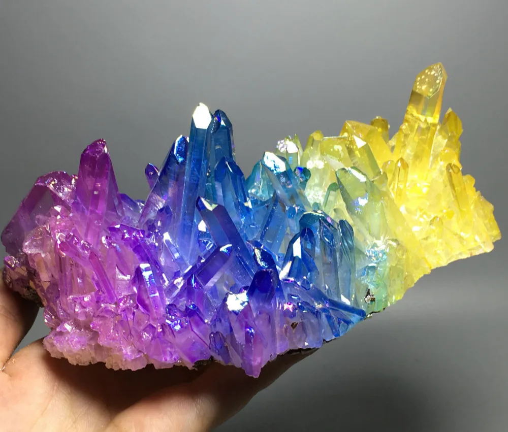 

679g More color Aura Quartz Crystal Titanium Bismuth Silicon Cluster Rainbow wedding souvenirs