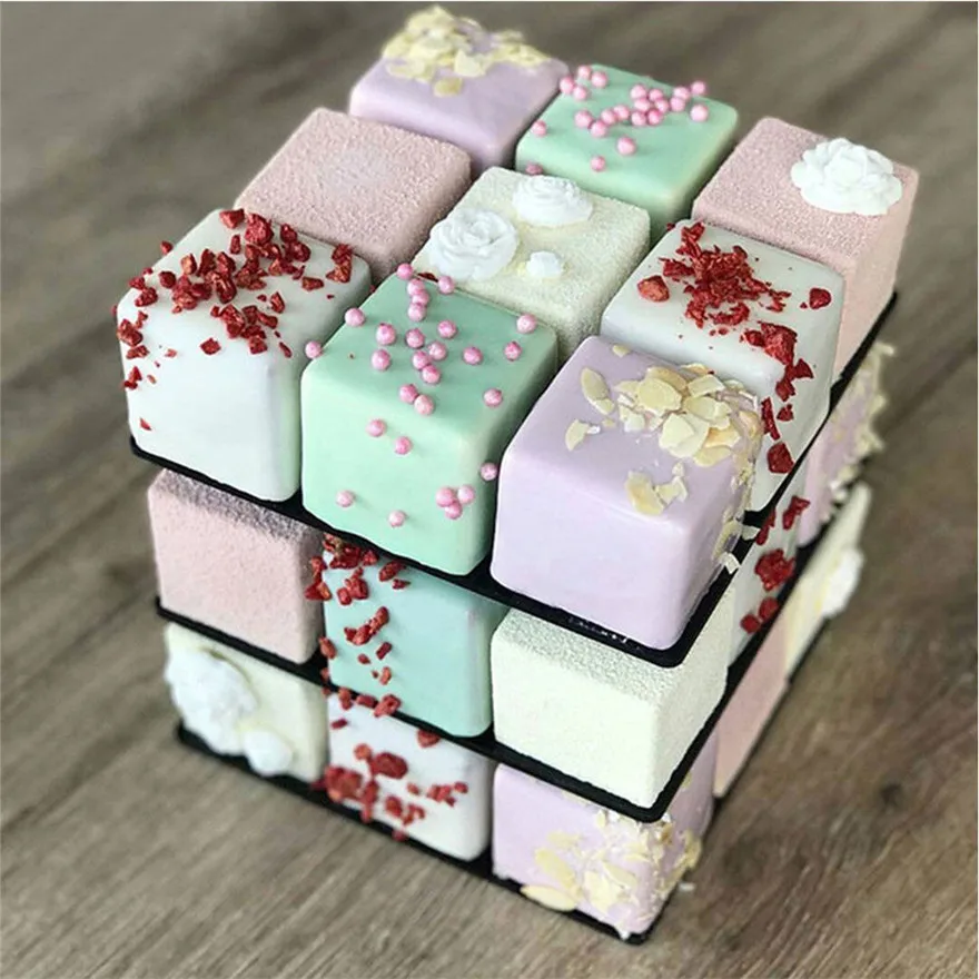 DIY инструмент для торта, Волшебная квадратная силиконовая форма для торта, кубик рубиков, шоколадный мусс, силиконовая форма для торта, инструменты для десерта, выпечки# wqy516