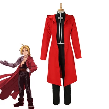 

Hot Anime Fullmetal Alchemist Edward Elric Cosplay Costume Halloween Carnival Uniforms Custom Made Cloak+Top+Pants+Shirt+Belt