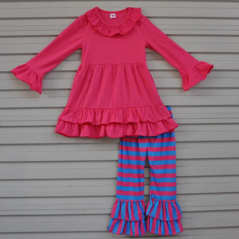 Autumn Children Clothing Sets Cotton Girls Boutique Outfits Kids Tee shirts Stripe Pants Suit Toddler Baby