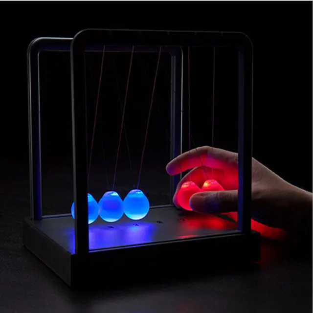 Light Up Newtons Cradle Steel Balance Ball Energy Multi Color