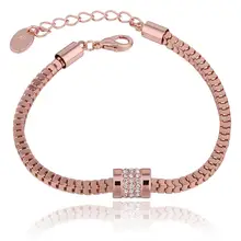 

New 8mm Trendy Womens Girls Friendship Tulip Armband Bead Link Charm Rose Gold Filled Beaded Chain Bracelets & Bangles