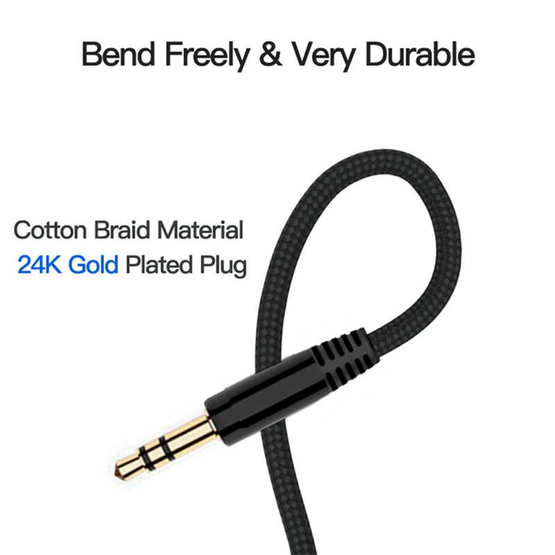 New 2/3/5m Nylon Braid Jack 3.5mm Audio Cable Male Stereo AUX Cable M/M Headphone Cord for iPhone Car Speaker Earphone MP3/4