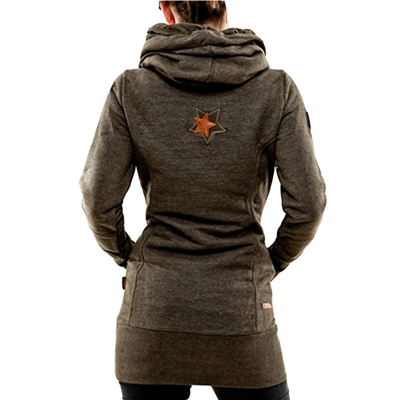 Women's Funnel Neck Kangaroo Pocket Hoodeds String Long Pullover Sweatshirts (2)