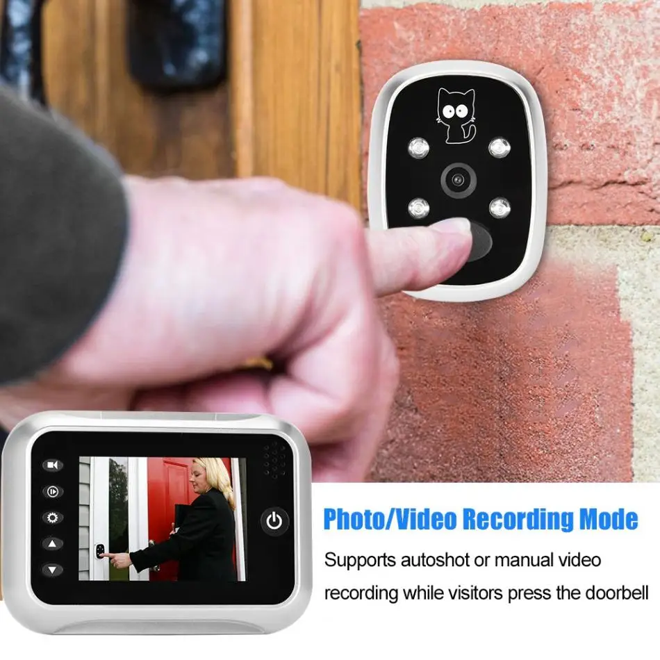 Дюймовый ЖК-цифровой дверной звонок для просмотра дверная камера ИК ночного видения абсолютно серебряный deurbel умный дверной Звонок