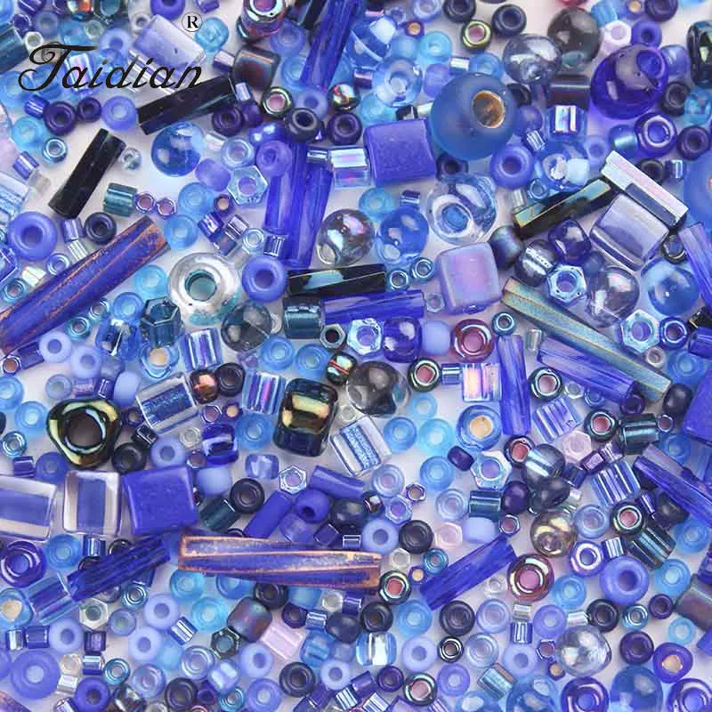 3118 Taidian Assorted Mix Blue Glass Seedbeads Rocaille 5gramslot Bugle Mixed Size Beads DIY Bracelet Jewelry Making Accessories 2
