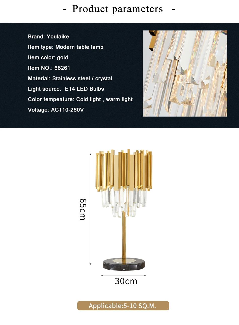 Youlaike, современная настольная лампа для спальни, золото, полированная сталь, кристалл, настольный декор, светильник, Светильники для гостиной, столовой, luminaria de mesa