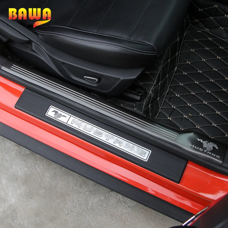 BAWA Нержавеющая сталь автомобильный скребок для Ford Mustang порога входа защита