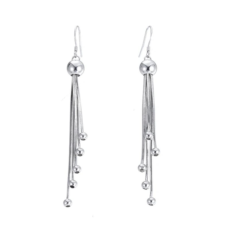 

Hot sell fashion long flower women jewelry 925 sterling silver ladies`drop earrings shipping cheap gift wholesale