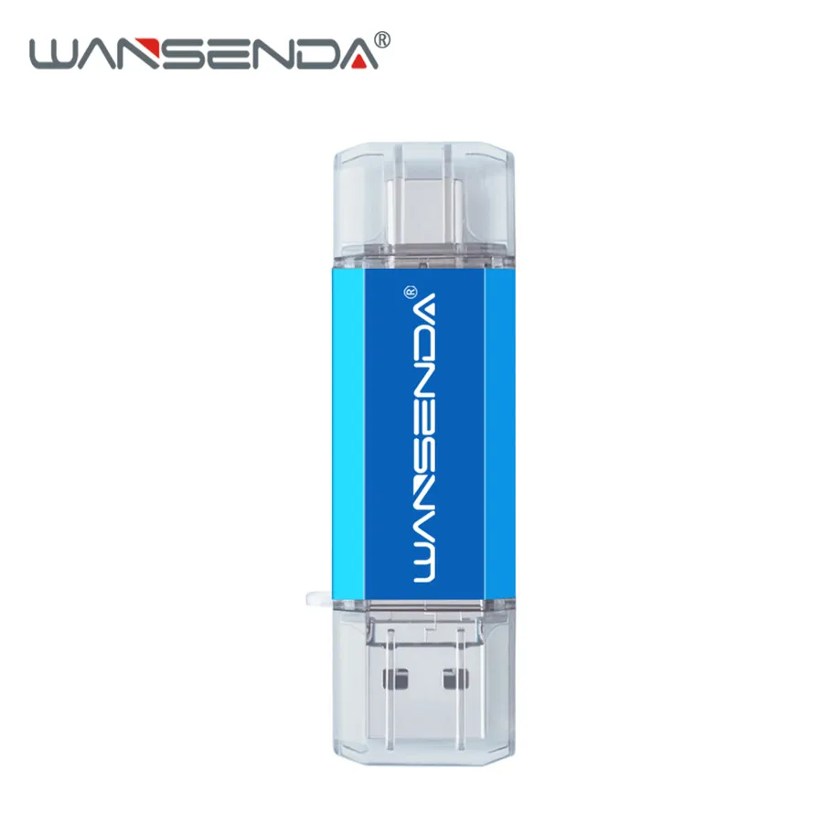 WANSENDA USB флеш-накопитель 3 в 1 USB 3,0& type-C Micro USB флеш-накопитель 32 Гб 64 Гб 128 ГБ 256 ГБ 512 Гб OTG Флешка флеш-накопитель - Color: Blue