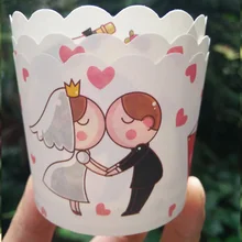 100 шт. Невеста и жених одноразовые Свадебные бумага торт бумажная чашка формы для выпечки кексов день рождения Свадебный кекс украшения