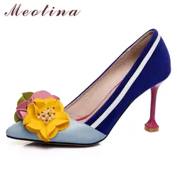 Meotina/Женская обувь на высоком каблуке из натуральной кожи, обувь на тонком высоком каблуке, роскошные женские туфли-лодочки из натуральной