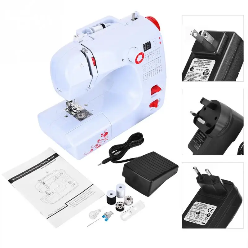 

Mini Hand Foot Overlock Motor Sewing Machine Portable Mini Electric Pedal Double Threads Rewind Swing Machines