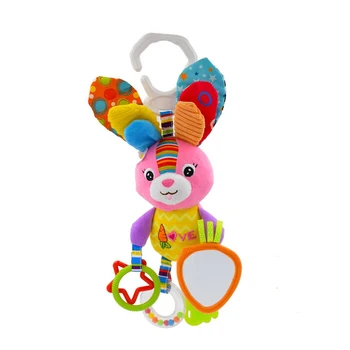 

Baby Infant Cartoon Animal Stroller Teethers Hanging Rattles Plush Toys Early Education Toys (Rabbit)