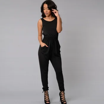 

Womens Sexy Backless Criss Cross Jumpsuit Overalls Sleeveless Casual Rompers Summer Slim Tunic Office Ladies Playsuit Bodysuit