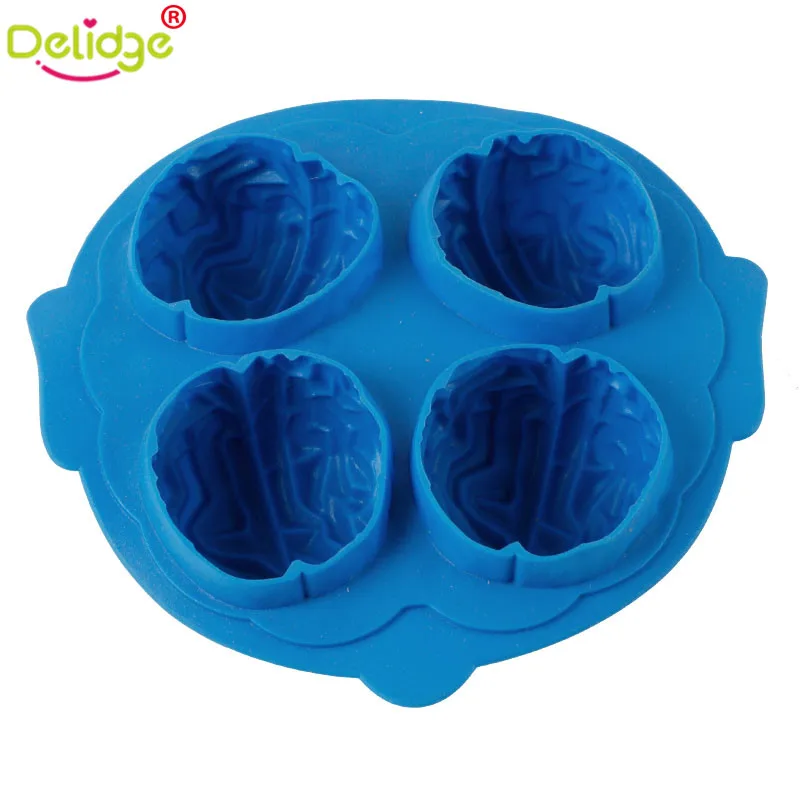 Delidge 1 шт. 4 отверстия творческий мозг силиконовая форма для льда в форме мозга шоколадные конфеты формы для пудинга и кубиков льда лоток барные кухонные принадлежности