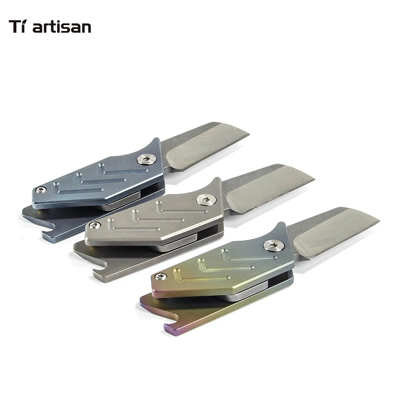 

Tiartisan titanium alloy EDC folding cutter T4C bottle opener is versatile in height resistance