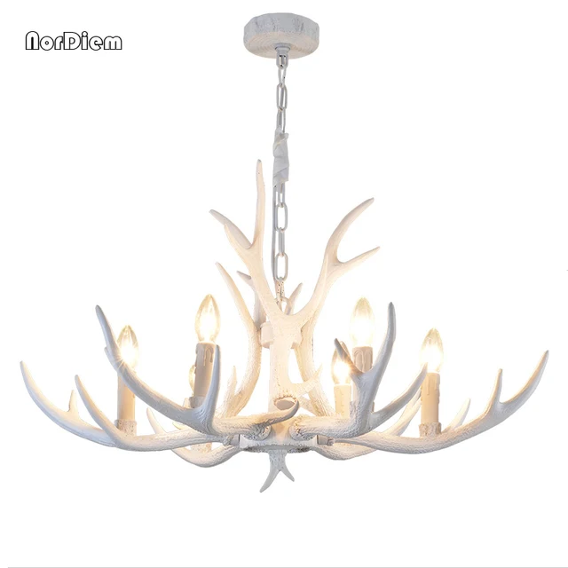 Modern Resin Antlers Re Chandelier Lighting Large White Candle Modern Resin Antlers Re Chandelier Lighting Large White Candle Kitchen Deer Horn Pendant Lamp Home Decor