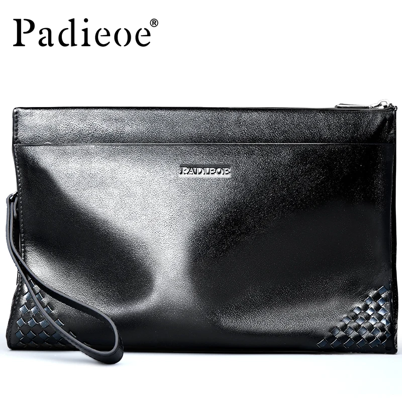 

Famous Brand Padieoe Men Genuine Leather Clutch Large Capacity Purse High Quality Men's Wallet Business Handbags Free Shipping