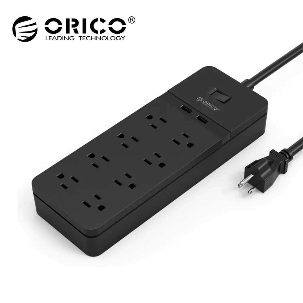 Дешево ORICO FPC USB сетевой шнур usb защита розетки от скачков напряжения 4 6 8 розеток 2 Зарядка через USB Порты 5V2. 4A USB Выход электронный разъем