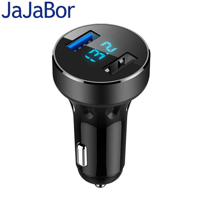 JaJaBor двойной Переходник USB для зарядки в машине Быстрая зарядка с светодиодный цифровой дисплей Quick Charge QC3.0 для камер мобильных телефонов DVR Tablet