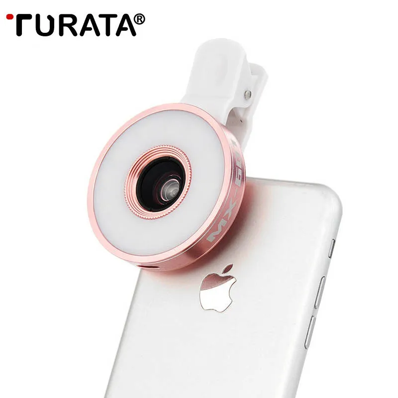 

TURATA 6 in 1 Universal Phone Lens Kit LED Flash Light Fisheye Fish Eye Wide Angle Macro Lens For iPhone 7 Plus Samsung Galaxy