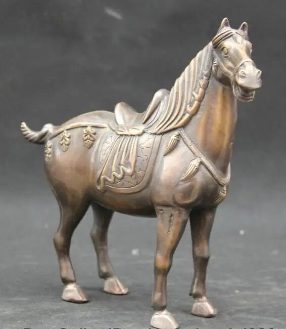 

S1502 8" Chinese Fengshui Bronze Zodiac Year Tang Horse Successful Statue sculpture discount 30% (C0324)