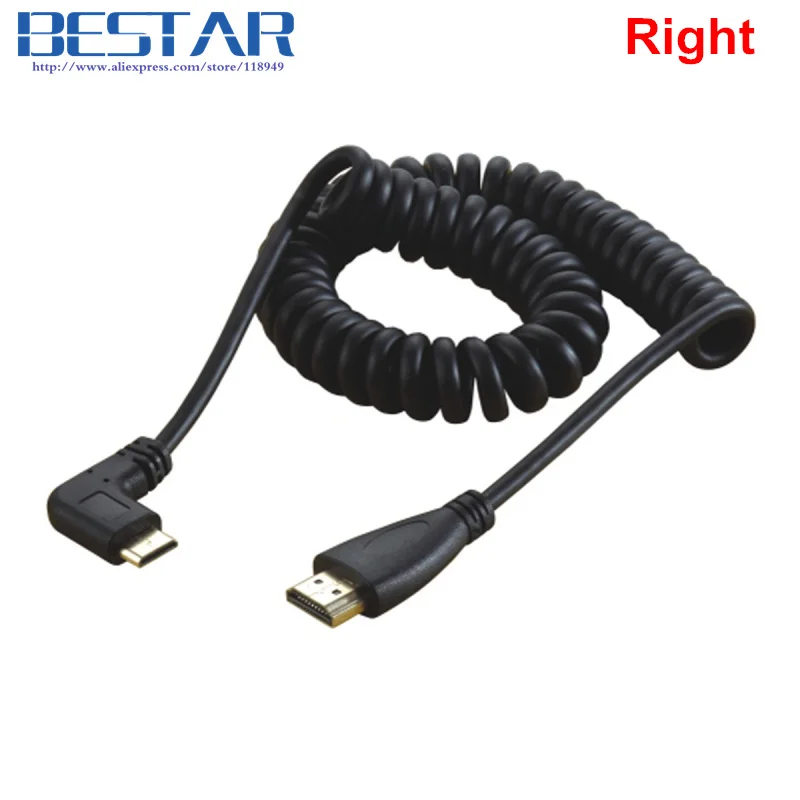  90 gradi A Destra e Sinistra Tipo angolato Mini HDMI Maschio a HDMI Maschio stretch primavera CAVO 