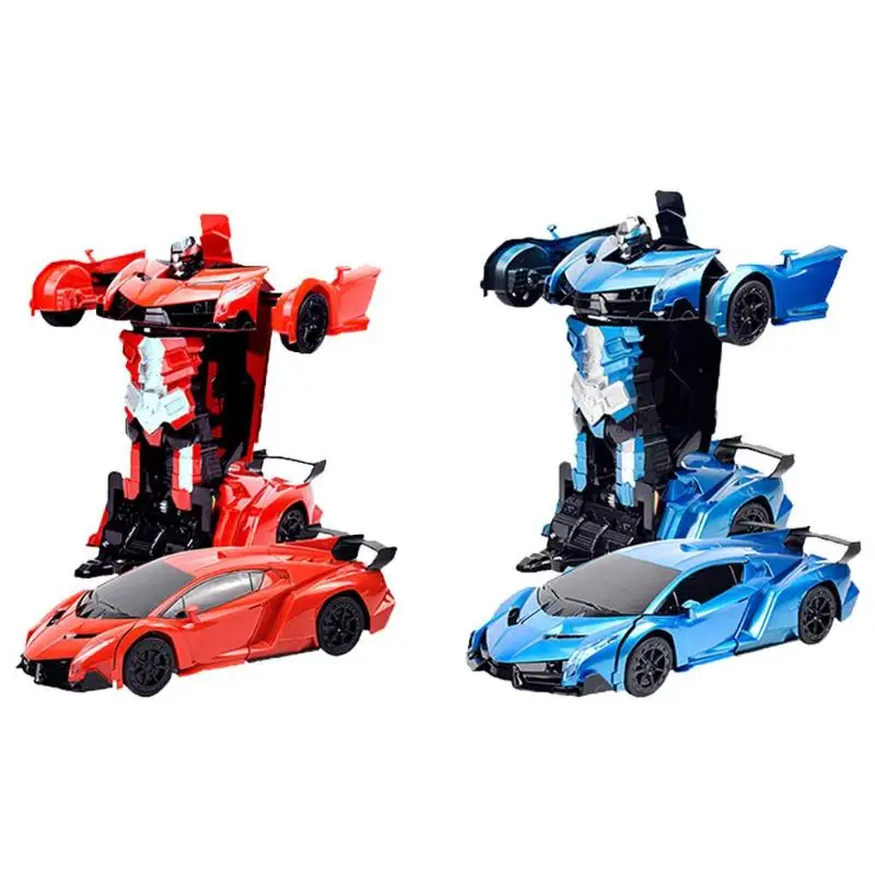 RC Robots Kids Toys 360-degree Rotation Transformation Robots RC Car Sports Car Models Collision Deformation Classic Car
