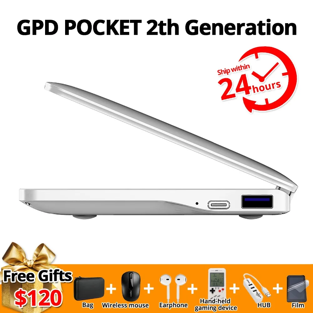 

New Original GPD Pocket2 Pocket 2 7 Inch Aluminum Shell Touch Screen Mini Laptop UMPC Windows 10 System CPU m3-8100Y 8GB/128GB