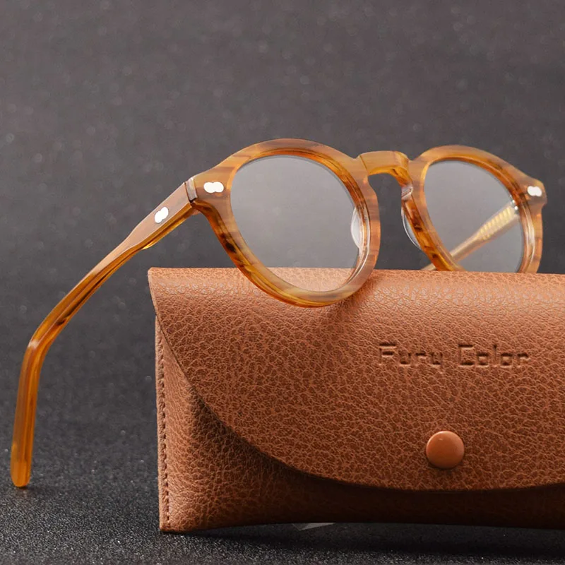 Najtaniej Retro okrągłe małe ramki octanu okulary optyczne ramki okulary z przezroczystymi szkłami ramki kobiety mężczyźni krótkowzroczność okulary ramki na receptę