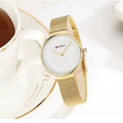 CURREN новая женская одежда часы модные нержавеющая сталь браслет часы для женщин Аналоговые Кварцевые часы женский Баян коль saati