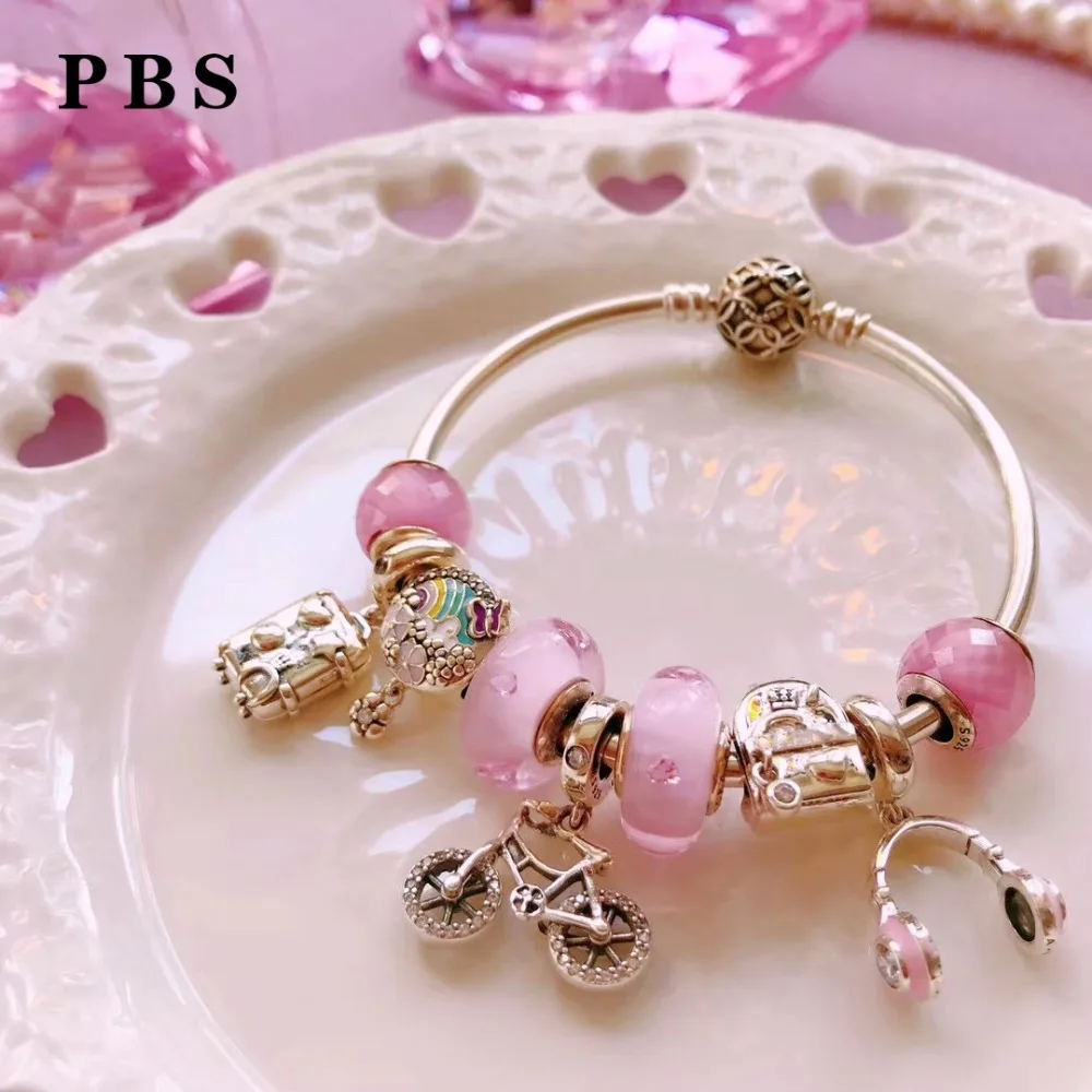 

PBS 100%925 Sterling Silver Original Copy High Quality 2019 Spring New Pink Series Bracelet Free Wholesale Manufacturers