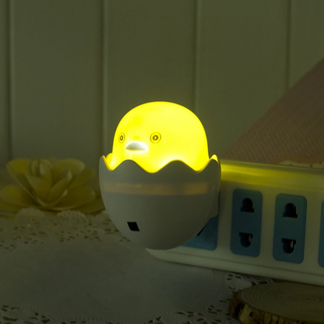 AC 110-220 V светильник в виде утки Датчик управления подарок для детей милый светодиодный ночник настенная лампа в розетку лампа для спальни желтая вилка США