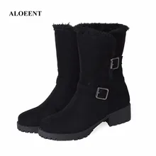 

ALOEENT Women Shoes High Black Boots Women Long Boots Low Heel Suede Leather Shoes