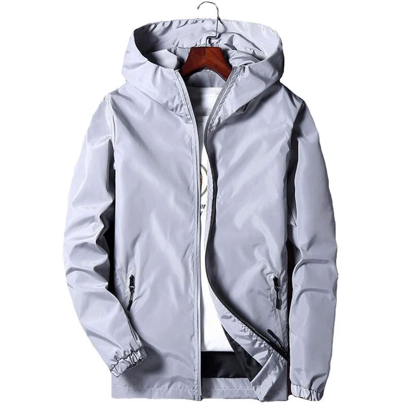 

2019 Spring Jacket Men Casual Hooded Windproof Trench Coat Men's Autumn Zipper Windbreaker Outwear 5XL Jackets Jaqueta Masculina