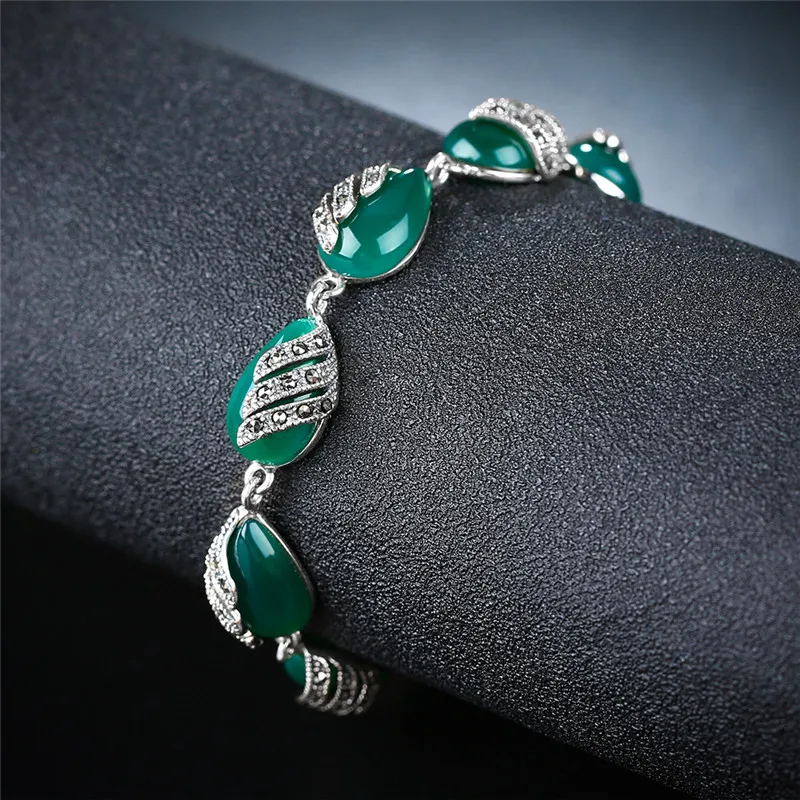GAGAFEEL 925 пробы серебряный красный, зеленый камень браслеты для женщин женские браслеты серебряные полудрагоценные ювелирные изделия Лидер продаж