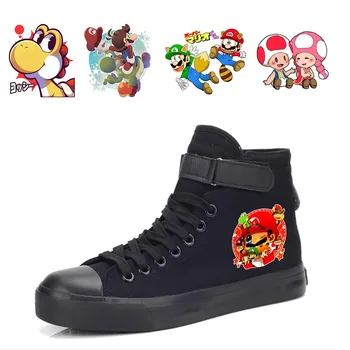 

Hot Cartoon Game Women's ario Bros Print High Top Double-layer Canvas Sneakers with Shoelace Teen Shoes A193161