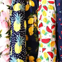 Тонкий хлопок с принтом фруктов лимон ананас арбуз вишня ткань одежда материал рубашка платье Tissu швейный текстиль 2027BL