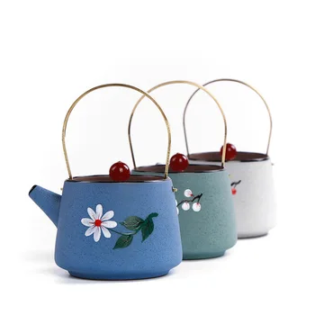 

Crude pottery teapot handpainted kung fu kettle glaze Chinese style teaware
