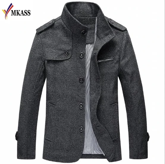 2018 New Mens Autumn Winter Cotton Jacket Men Slim Wool Warm Outwear Coat Casual Stand Collar Mens Jacket And Coat